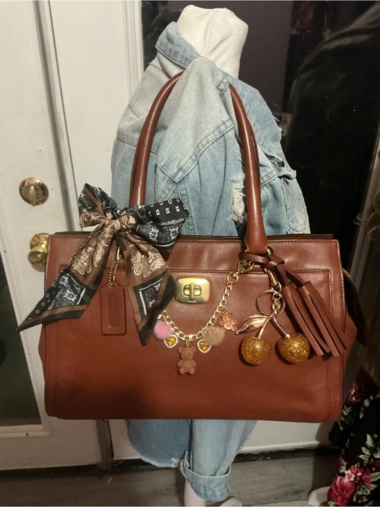 Coach Handbags - Coach Brown Leather Satchel with Playful Charm Accents